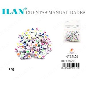 Perline con Lettere ILAN 4x7mm, Materiali per Creazioni Artigianali e Gioielli Fai-da-Te, 17g - Product Image 3