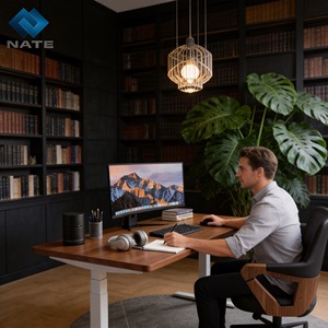 NATE Electric Standing <b>Desk</b> Dual Motor Adjustable Height Wood Top Office Workstation - Product Image 1