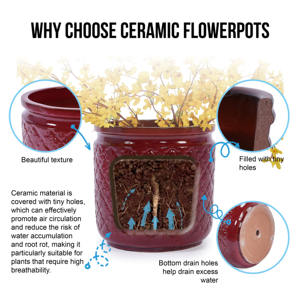 Juego de Macetas de Cerámica Mdj, 3 Piezas, Diseño de Diamantes, 15, 12 y 9 Pulgadas, Macetas Redondas Esmaltadas para Uso en Interiores, Exteriores, Jardín y Hogar - Product Image 5