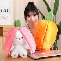 Conejo de Peluche Blanco, Juguete de Peluche Suave, Venta al por Mayor de Animales de Peluche, Nuevo Juguete de Peluche de Conejo Transformable en Fresa
