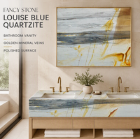 Dalle de quartzite bleu Louise FANCY STONE 18 mm, pierre polie pour îlot de cuisine, meuble-lavabo de salle de bain, mur d'accent d'hôtel, design d'intérieur