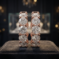 Rhodium-Plattierte 925 Silber Blumenförmige Creolen Brillantschliff Moissanit Damen Klassische Hochzeit Verlobung Geschenk Schmuck