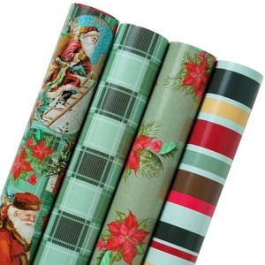 Custom Eco-Friendly Christmas Theme Art <b>Paper</b> <b>Roll</b> 100GSM Coated Recyclable Gift <b>Wrap</b> Double Side Wood Pulp Digital Printing - Product Image 1