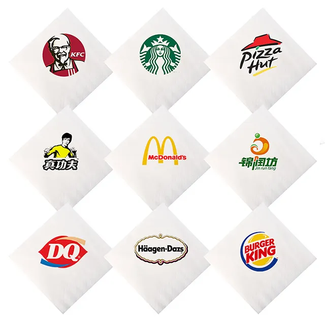 1-2 Color Logo Printing Beverage Napkin Custom Napkins Cocktail Napkins