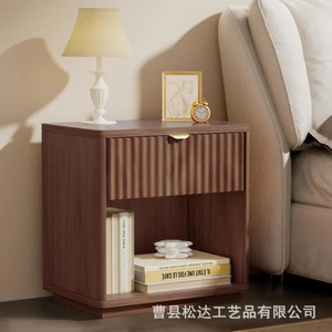 Modern <b>minimalist</b> wooden <b>bedside</b> <b>table</b>, home bedroom storage cabinet, solid wood hotel-grade storage rack - Product Image 4