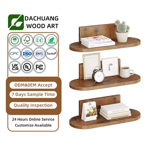 رف خشبي ريفي مثبت على الحائط عالي الجودة، رف حائط عائم حديث، رف تخزين من الخشب الصلب الفاخر - Product Image 1
