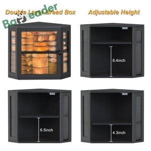 2 <strong>Layer</strong> Bamboo <strong>Bread</strong> <strong>Box</strong> Kitchen Countertop Storage, Corner <strong>Bread</strong> Bin with <strong>Acrylic</strong> Door, Double Tier <strong>Bread</strong> Container Organizer - Product Image 5