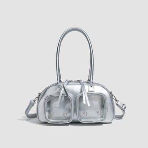 Tas Selempang Wanita Model Bantal PU dengan Ritsleting dan Hiasan Pita, Ukuran Sedang, Gaya 2D, Cocok untuk Membawa Makanan, Musim Semi 2025 - Product Image 1