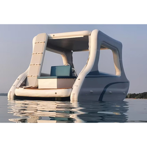 <b>Large</b> Size 4-8 Persons Stable PVC <b>Inflatable</b> Sport Catamaran Pontoon Boat with Anti-slip Floor for Fishing - Product Image 2