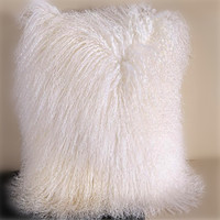 Cheveux longs décoratif Tibet peau d'agneau jeter oreiller blanc mongol agneau fourrure oreillers housse de coussin taie d'oreiller tissé Technique
