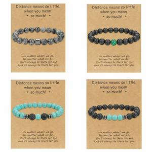 Natural Stone <b>Beaded</b> <b>Bracelet</b> Volcanic Rock Turquoise Couple Jewelry Gift Unisex Fashion <b>Bracelet</b> - Product Image 1