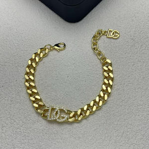 Set Perhiasan Fashion Kalung Berlian Warna Baru Gaya Vintage Wanita dan Gelang Rantai Huruf DG - Product Image 3