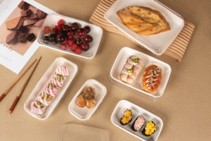 Plateau à <span class=keywords><strong>sushi</strong></span> rectangulaire en papier kraft de grande taille, biodégradable, écologique, de qualité alimentaire - Product Image 4