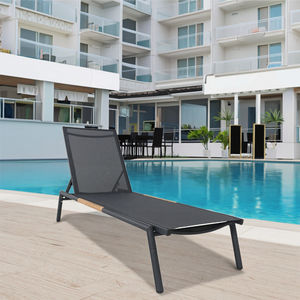 Tumbonas de Lujo de Aluminio y Madera de Teca, Paquete Pequeño, Modernas, Metálicas, para Villa, Hotel, Jardín, Playa, Piscina - Product Image 1