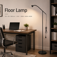 Lámpara de Pie con Base Redonda y Flexible, 3.5W, 3 Temperaturas de Color, para Dormitorio, Sala de Estar, Lectura