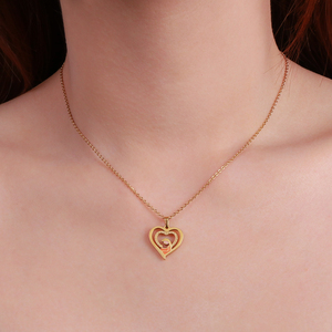 Collar con Colgante de Corazón Chapado en Oro 304 316, Cadena de Aleación Romántica para Mujer, Joyería para Uso Diario - Product Image 6