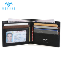 Dompet kulit asli penghalang RFID pria, Kustom mewah modis gaya sederhana dengan panjang pendek dan penutup penutup
