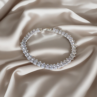 Pulseras de Cadena y Eslabones de Moda para Tenis, Tono Plateado, con Circonitas de Corte Cuadrado, Joyería para Mujer, Regalo de Boda o San Valentín