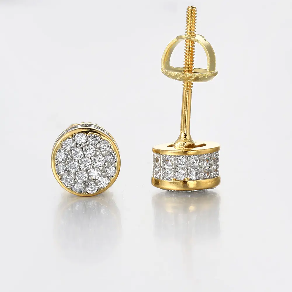 Wholesale Iced Out Hoop Earrings Jewelry Women Full Zircon CZ Diamond Stud Earrings