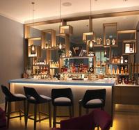 Meuble de comptoir de bar lumineux design de café commercial comptoir de bar professionnel en pierre de marbre