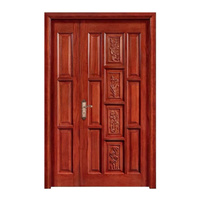 Porte en bois massif à double battant asymétrique, style classique de luxe, très vendue à l'échelle mondiale