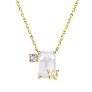 Dylam Rhodium 18K Gold Sterling <b>Silver</b> Infinite Elements Cubic Zirconia Crystal <b>Initial</b> W Alphabet Gradient <b>Pendant</b> Necklace - Product Image 1