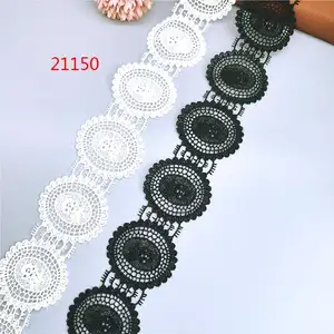 Milk Silk Embroidery lace Trims Wholesalers samples free in stock black embroidery vine lace
