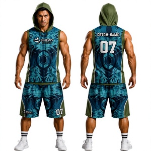 Ensemble de maillot de basket-ball à capuche personnalisé sublimé SINEWY SPORTS, coupe slim, hiver, évacuation de l'humidité, séchage rapide, 100% polyester, unisexe, adulte - Product Image 1