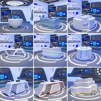 Table de diffusion avec éclairage LED et plateforme, design moderne, personnalisable, pour présentateur de télévision, mobilier de studio TV