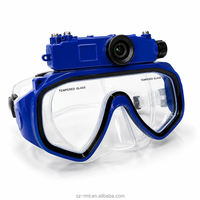 Masque de plongée sous-marine HD avec lentille en verre trempé sur ordonnance, en silicone et ABS, étanche, pour la plongée sportive et l'enregistrement vidéo en mer