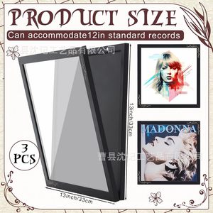 Wooden Record Frame Wall <b>Storage</b> <b>Box</b> Rectangular Horizontal Durable Poster <b>Photo</b> CD Album Display - Product Image 2