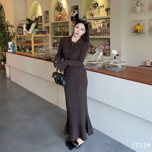 Women's Knitted <strong>Set</strong> <strong>Square</strong> Collar Button Front Long Sleeve Top Flared Maxi Skirt Ribbed Knit Fabric Minimalist All Sweater <strong>Set</strong> - Product Image 1