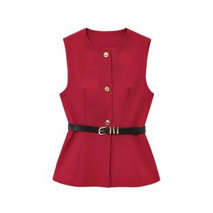 Design <b>Women</b> Spring Fasten the Belt Vest Coat Vintage Sleeveless Female <b>Waistcoat</b> Tops - Product Image 6