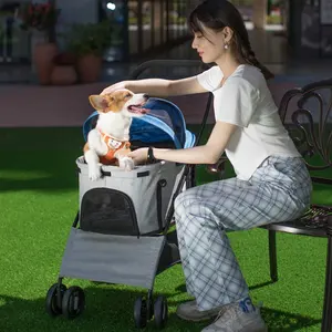 new design pet stroller manufacturers directly sale 4 wheel pet trolleys easy traveling pets stroller for outdoor activity