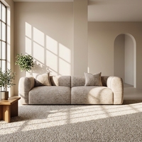 Vintage-Stil Großes Weißes Stoff-L-förmiges Retro-Kombinationssofa Wohnzimmer Kleine Wohnung Cremefarbenes Hochwertiges Sofa-Set Massiv