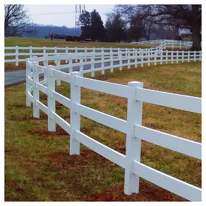 Fentech High Strength PVC/Vinyl/Plastic 3 Rail Road Fence Waterproof Palisade Railing Fence Nature Pressure Treated Wood