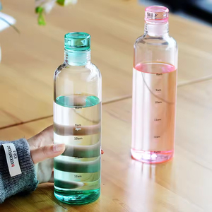 Gourde populaire en plastique transparente et simple avec échelle de temps, portable pour filles, pour l'extérieur et la voiture, vente en gros - Product Image 4