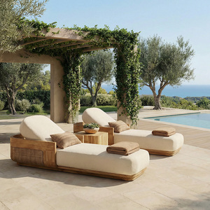 Conjunto de Muebles de Jardín Minimalistas y Modernos, Estilo Resort, Muebles de Patio de Teca, Tumbona para Piscina y Sofá Seccional para Jardín - Product Image 1