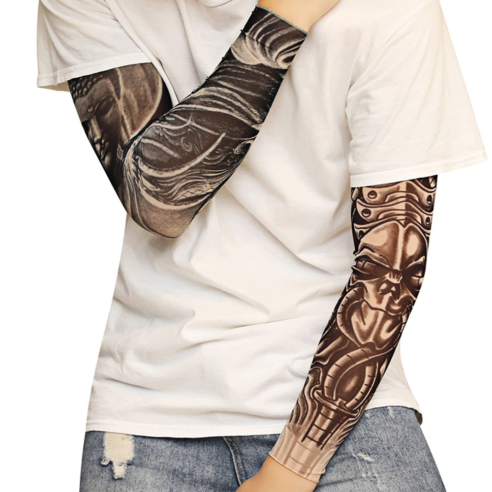 cllios Mens UV Sun Protection Arm Sleeves with Thumb Hole UPF 50 Cooling Athletic Sports Sleeve Hand Coverage Tattoo Cover Up One Size 1 Pair