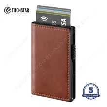 New Trend Aluminum Wallet Metal Wallet Rfid Blocking Card Case Leather Card Holders