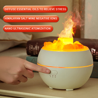 Humidificateurs d'arôme de roches de sel naturel coloré LED USB Portable flamme de feu diffuseur d'huiles essentielles d'aromathérapie pour le bureau à domicile