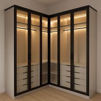 Armoire moderne en verre sur mesure de luxe avec éclairage LED et tiroirs de rangement pour projets résidentiels haut de gamme