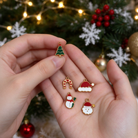 Liontin Logam Anti Oksidasi Enamel Natal Bahan Stainless Steel untuk Pembuatan Perhiasan, Aksesoris Kalung, Gelang, Anting DIY