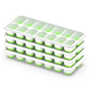 Tùy Chỉnh Nhựa Container Ice Khay Silicone Bền Ice Cube Khay Với Nắp Và Bin Cho Tủ Đông Cocktail Và Cà Phê