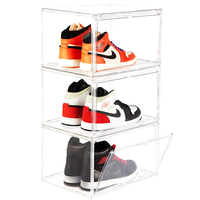 Boîte de présentation de baskets empilables pour hommes et femmes, boîte à chaussures avec couvercle, boîte de rangement en acrylique pour chaussures de placard