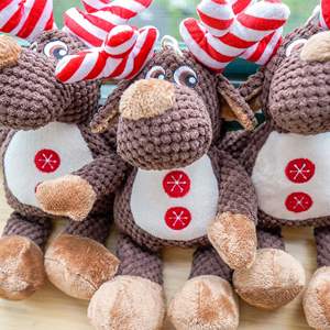 Großhandel Langlebiges Umweltfreundliches Unzerstörbares Quietschendes Interaktives Weihnachts-Kauspielzeug aus Plüsch für Hunde - Product Image 2