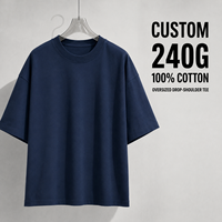 T-shirt en coton épais et confortable, couleur unie, respirant, unisexe, 240 g/m², personnalisable OEM/ODM, idéal pour l'été, pour homme
