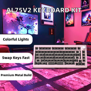 HY75V2 RGB מקלדת מכנית USB 3.0 מבנה מסגסוגת אלומיניום 75% פריסה חשופה, החלפה חמה, מתג כחול, אלחוטי, חדש - Product Image 6