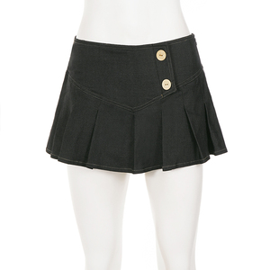 Minifalda plisada con botones estilo denim vintage de High Street para mujer, falda sexy de verano, falda Y2K, falda plisada linda - Product Image 6