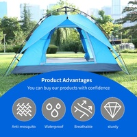Tente de camping familiale automatique pop-up imperméable en Oxford 600D pour 2/3/4 personnes, installation facile, portable, résistante au vent pour usage extérieur